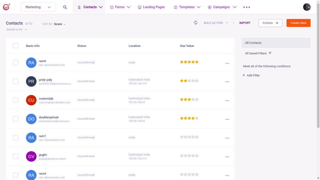 EngageBay 360° Customer View: Complete Customer Insights at a Glance EngageBay's 360-degree customer view dashboard showing comprehensive contact details, interaction history, and actionable insights in a unified interface.