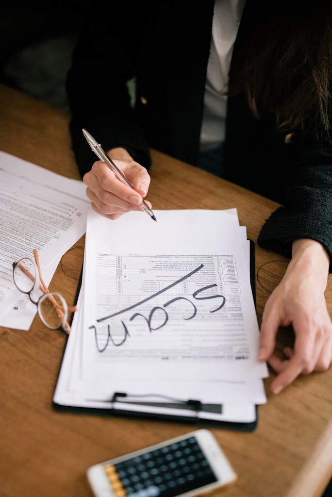 Uncovering the Hidden Costs of Excel CRM. Business professional reviewing financial documents with calculator, discovering hidden costs of inefficient systems